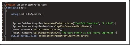 generated nunit code