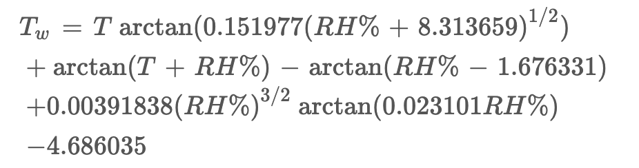 Wet bulb calculation